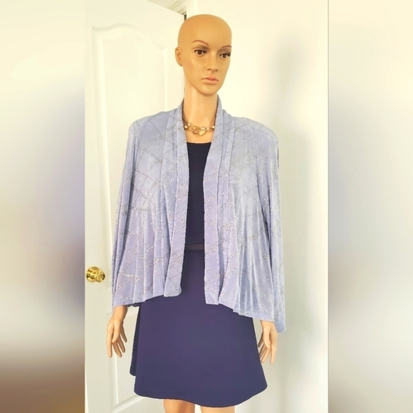 Sequined Highlow Flare Back Dinner Bolero Jacket Lilac 🌴 - Picture 2 of 6